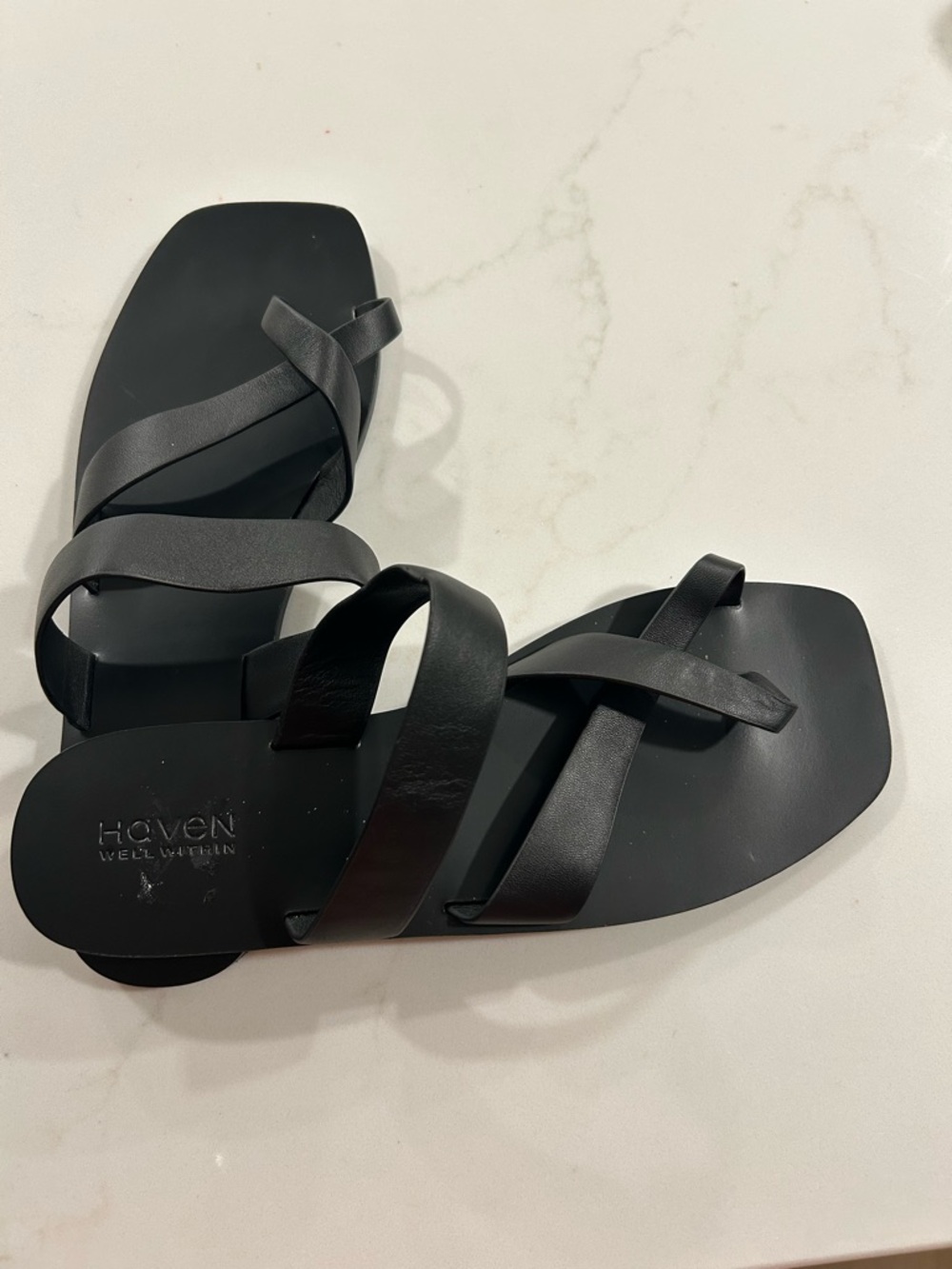 Black Strappy Flat Sandals by Haven ladies 10 NEW UNWORN